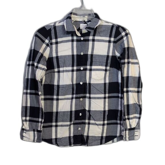 J Crew Boy Fit Navy White Plaid Button Down Women's S - Picture 1 of 4